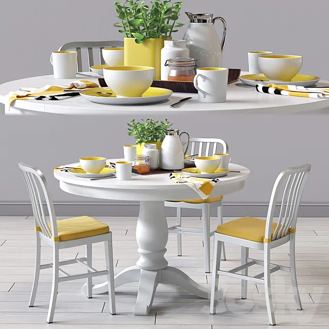 C&B Delta Dinning Chair and Avalon Table 3DModel