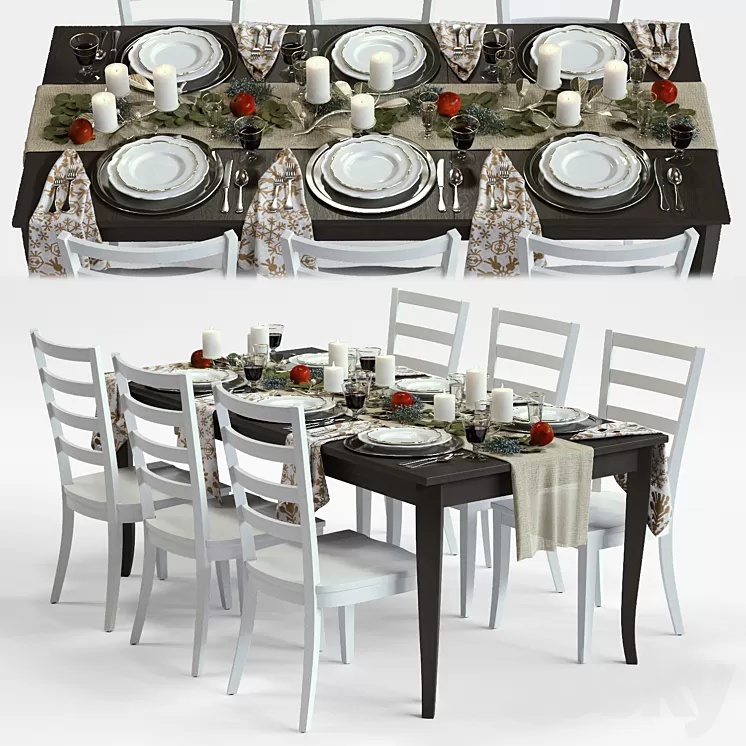 C&B Traditional Holiday Table 3D Model