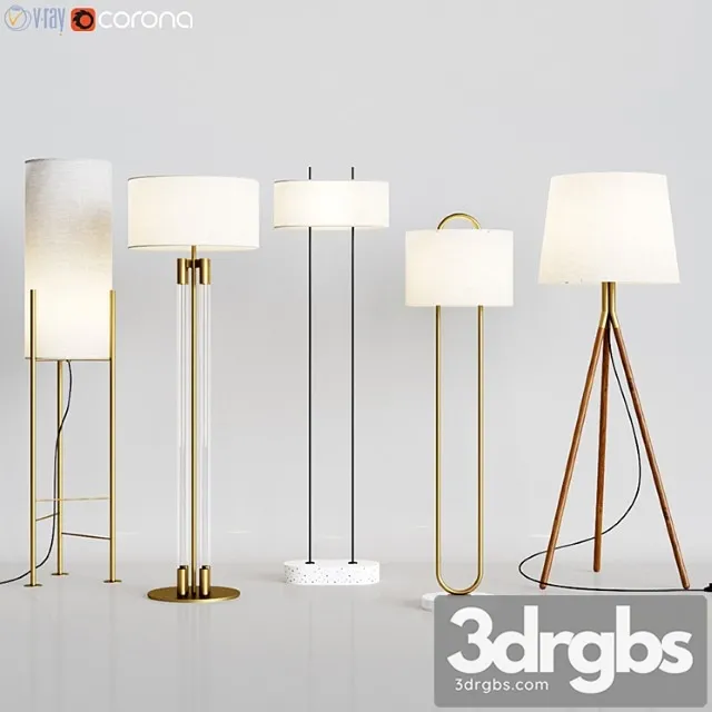 Cb2 - 5 floor lamps set 1 3D Model Free