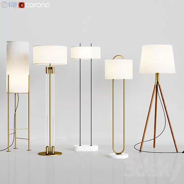 CB2 – 5 Floor Lamps Set 1 3D Model