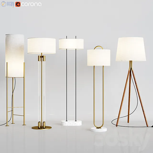 CB2 - 5 Floor Lamps Set 1 3DModel