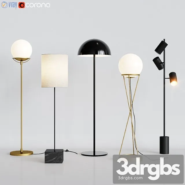 Cb2 - 5 floor lamps set 2 3D Model Free