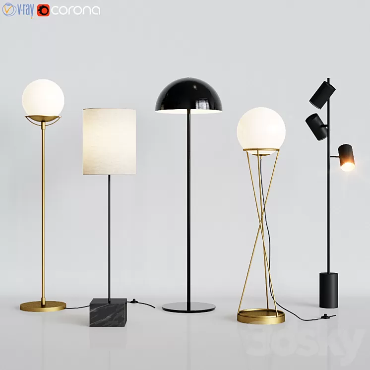 CB2 - 5 Floor Lamps Set 2 3D Model