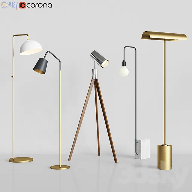 CB2 - 5 Floor Lamps Set 3 3DModel