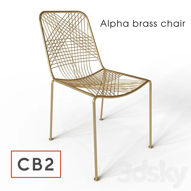 CB2 Alpha brass chair 3D Model