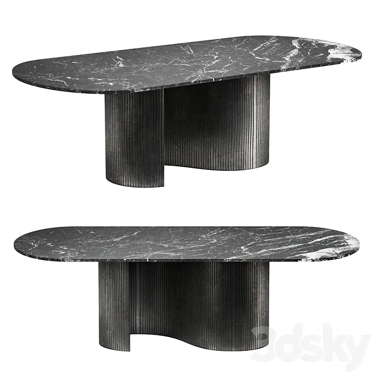 CB2 Aster Black Marble and Aluminum Dining Table 3D Model Free