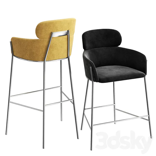 CB2 azalea bar stools & counter stool 3D Model