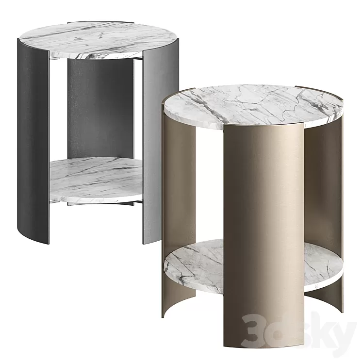 CB2 Beret Marble 2-Tier Side Table 3D Model