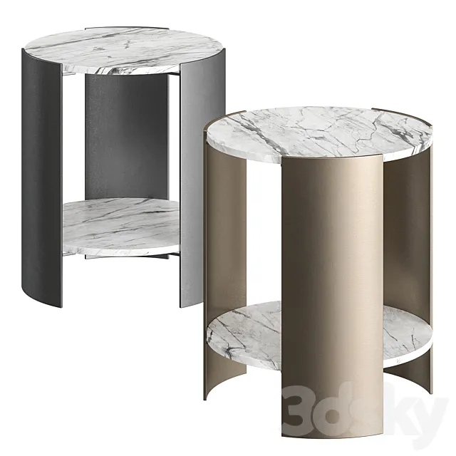 CB2 Beret Marble 2-Tier Side Table 3DModel