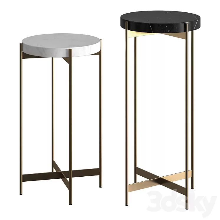CB2 Block Marble Pedestal Tables 3D Model