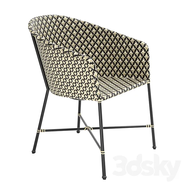 Cb2 Brava Dining-Lounge Gray Wicker Chair 3D Model