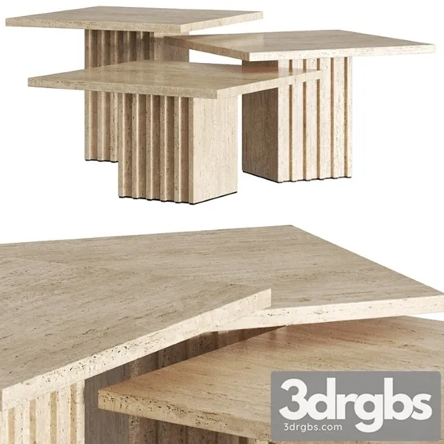 Cb2 carve travertine cocktail tables 2 3D Model Free