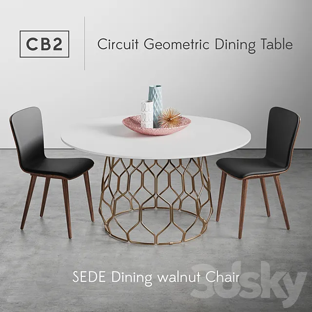 CB2 Circuit Geometric Dining Table 3D Model