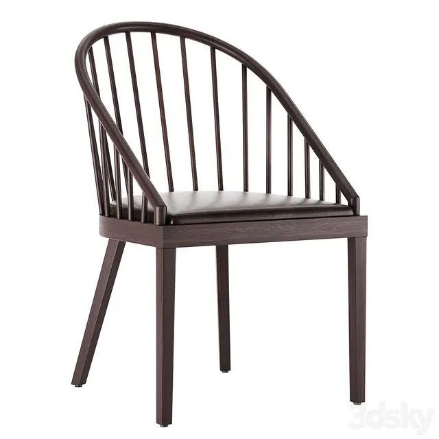 CB2 Comb Blackened Wood Dining Chair 3D Model