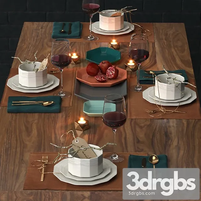 Cb2 Dinnerware Set 3D Model Free