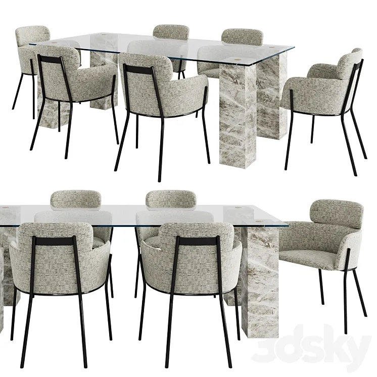 CB2 Dinning Set 3D Model Free Download