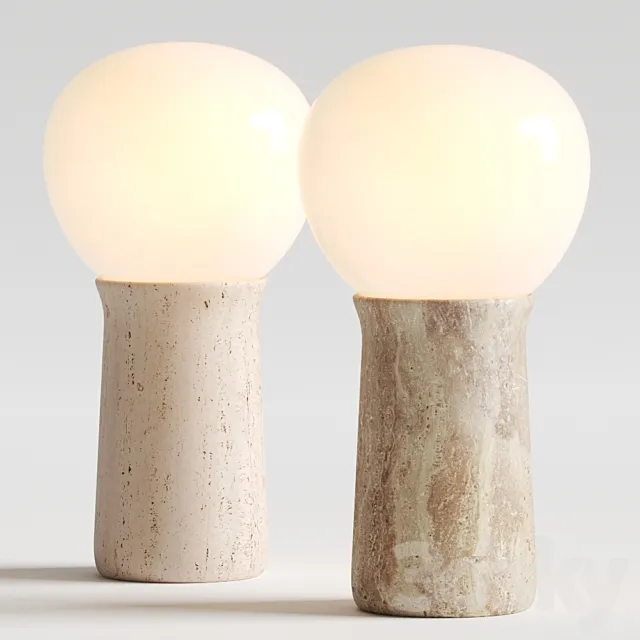 CB2 Fin Travertine Table Lamp 3D Model