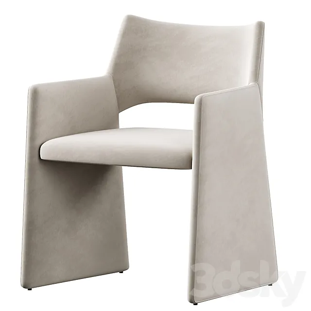 CB2 Foley Faux Mohair Gray Dining Armchair 3D Model