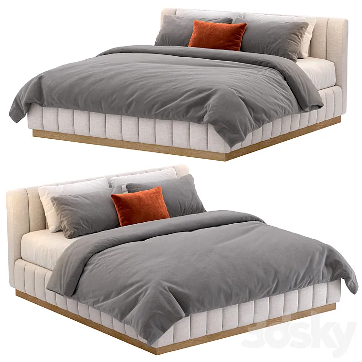 CB2 Forte White Bed 3D Model Free