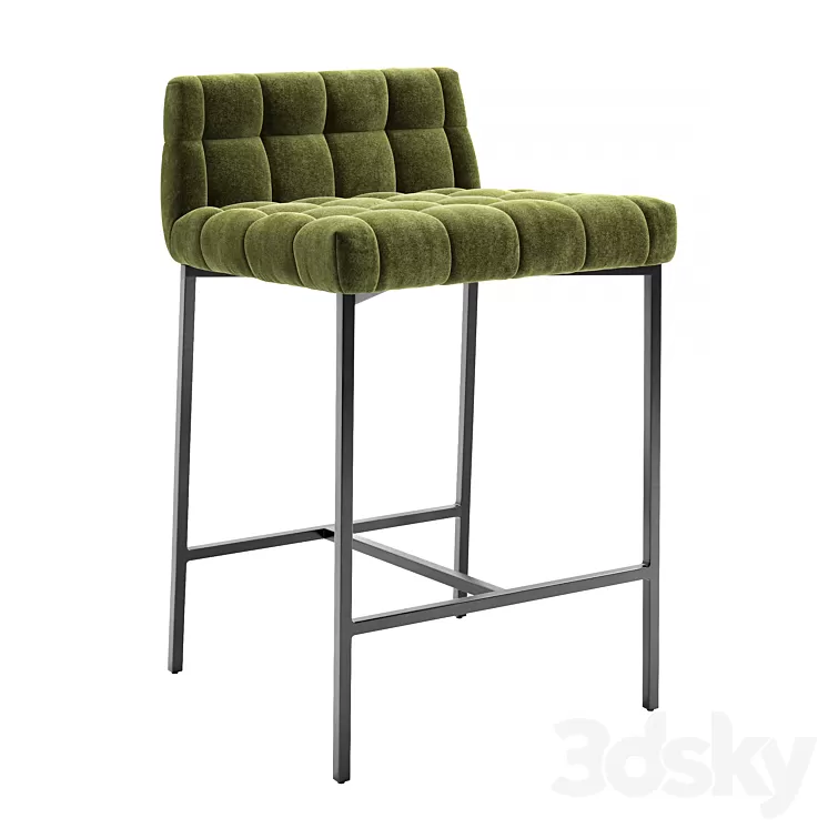 CB2 Gabe Pesto Tufted Low Back Counter Stool 3D Model Free