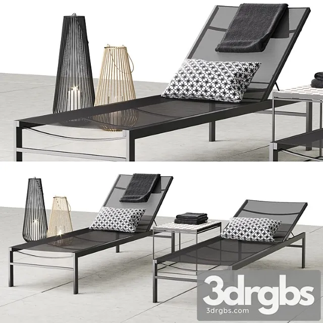 CB2 Idle Black Sun Lounger Set 3D Model Free