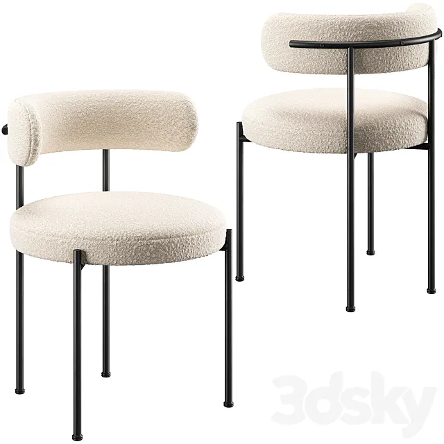 CB2 Inesse Boucle Ivory Dining Chair 3D Model