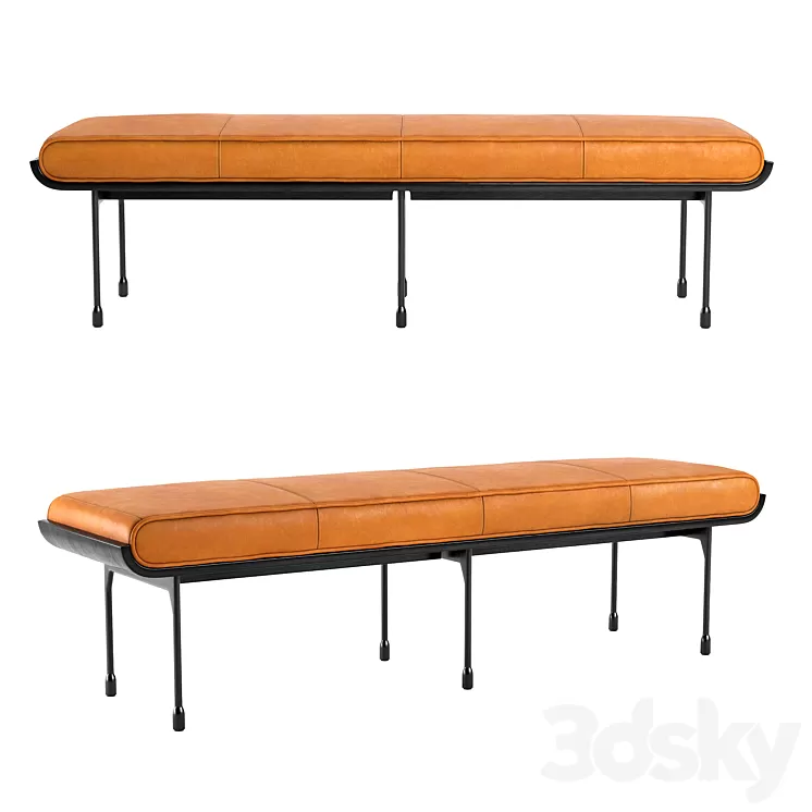CB2 Juneau Leather And Metal Bench 3D Model