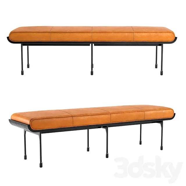 CB2 Juneau Leather And Metal Bench 3DModel