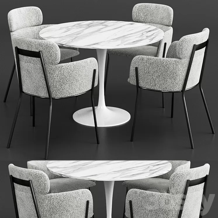 CB2 & Knoll Dinning Set 3D Model Free
