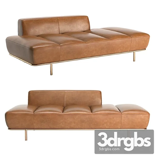 Cb2 lawndale saddle leather daybed with brass base 2 3D Model Free