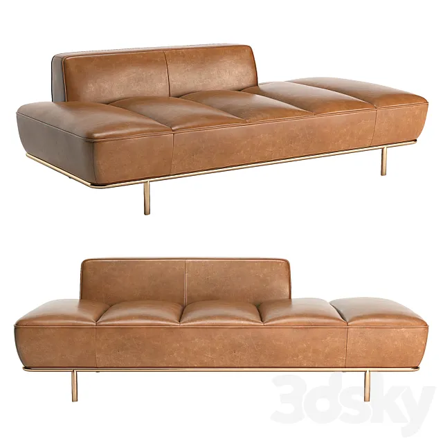CB2 Lawndale Saddle Leather Daybed With Brass Base 3D Model