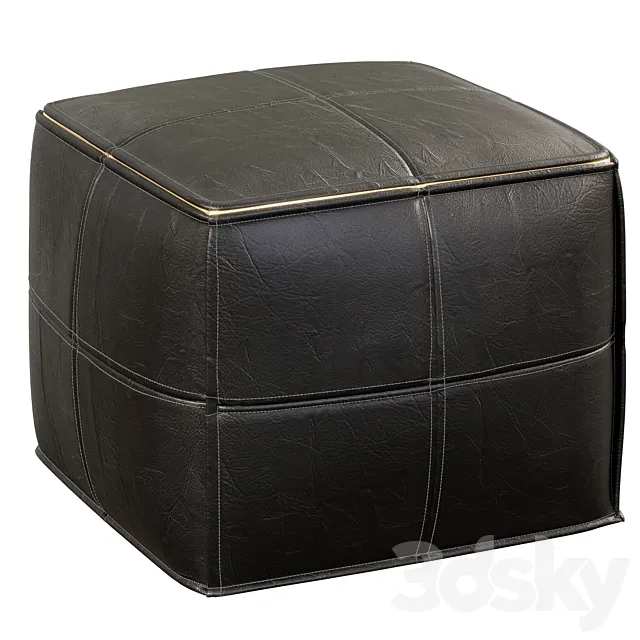 CB2 Leather Square Black Pouf Free Download