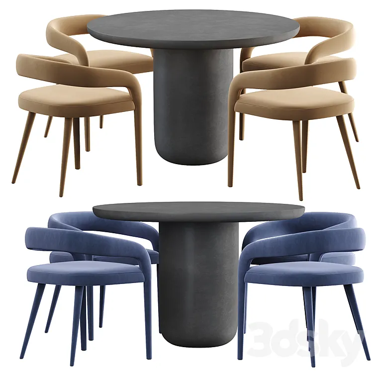 CB2 Lisette chair and Lola Dining table 3D Model Free