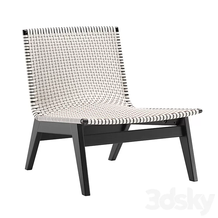 CB2 Morada Woven Ivory Leather Chair 3D Model Free