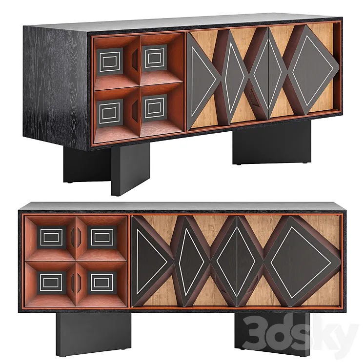 CB2 Paseo Wood Media Credenza 3D Model Free