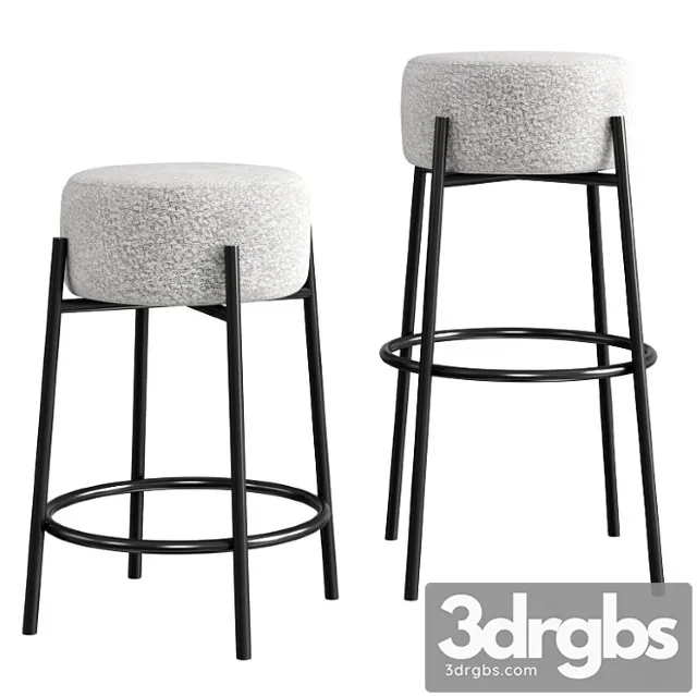 Cb2 Peg Upholstered Counter Bar Stool 3D Model Free