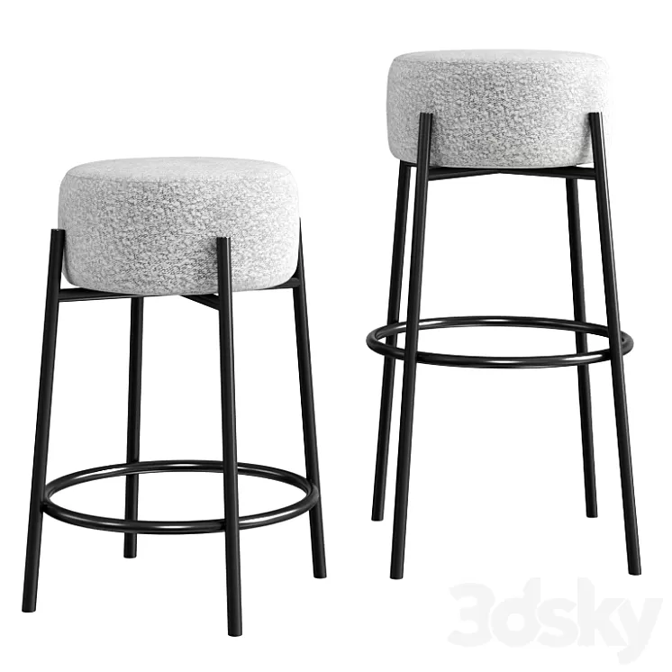 Cb2 Peg Upholstered Counter & Bar Stool 3D Model