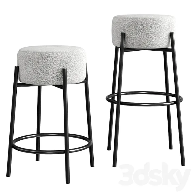 Cb2 Peg Upholstered Counter & Bar Stool 3DModel
