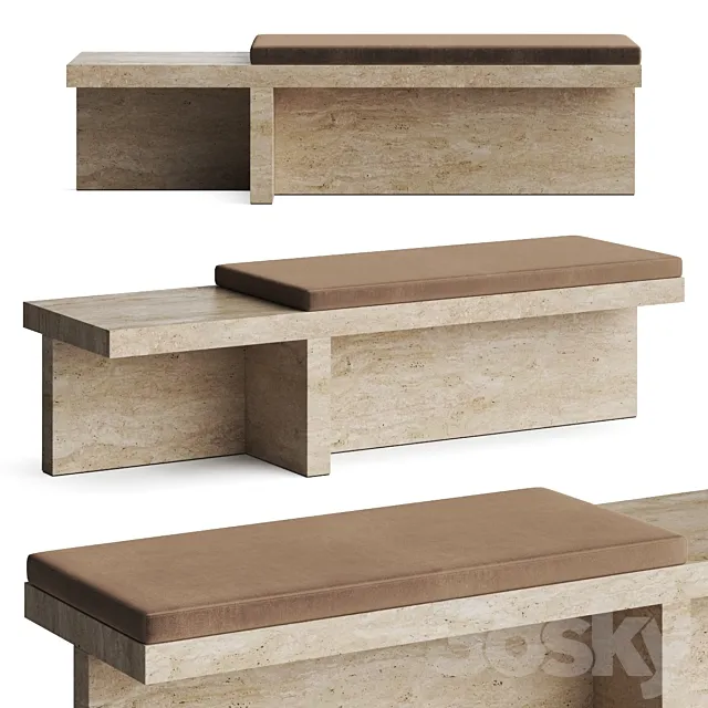CB2 Pierre Travertine Bench 3D Model