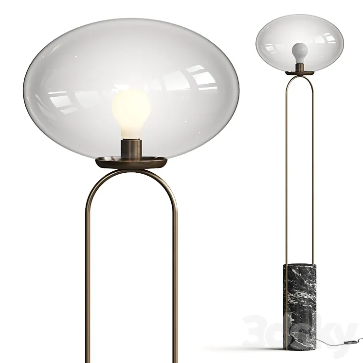 CB2 Polo Black Marble Floor Lamp 3D Model Free