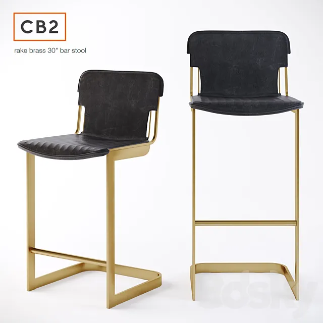 CB2. Rake Brass bar stool 3DModel