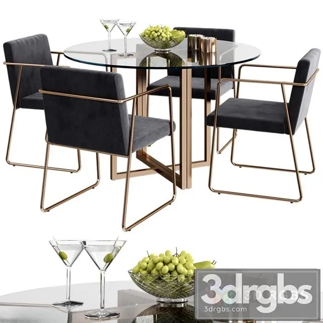 CB2 Rouka Chair Round Dining Table 3D Model Free