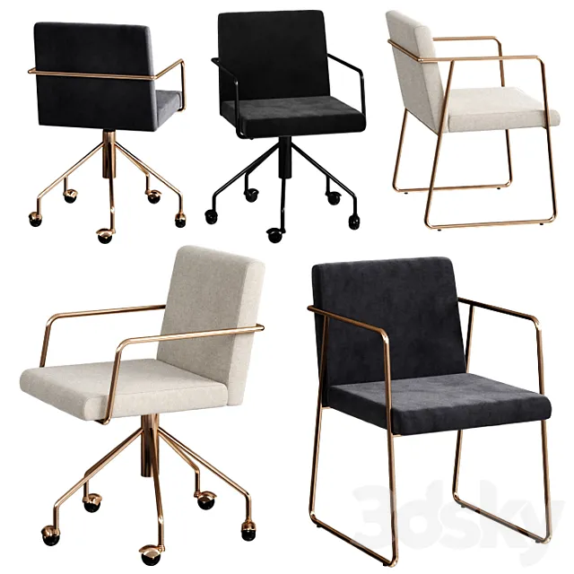 CB2 rouka chair set 3DModel