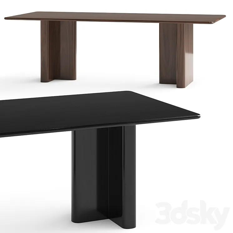 CB2 Royce Dark Wood Dining Table 3D Model Free