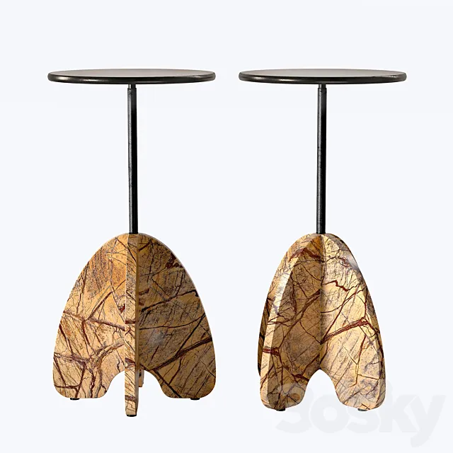 CB2 Spazio Brown Marble Side Table 3D Model