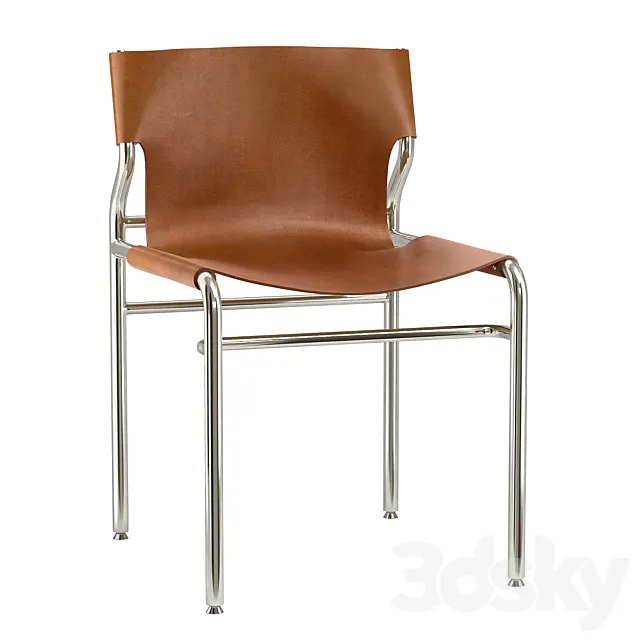 CB2 - Surf Sling Brown Leather Dining Chair 3DModel