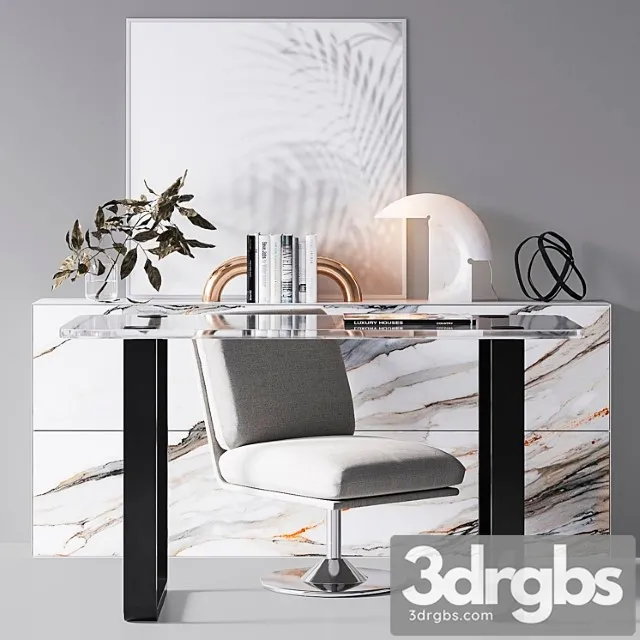 Cb2 Swivel Pedestal Chair Clean Links Table Set 3D Model Free