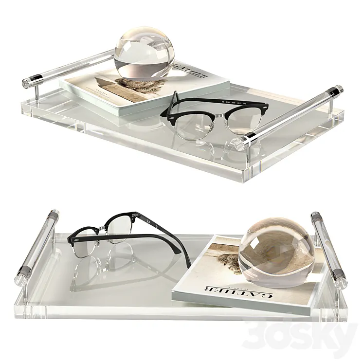 CB2 Theron Acrylic Tray Set 3D Model Free
