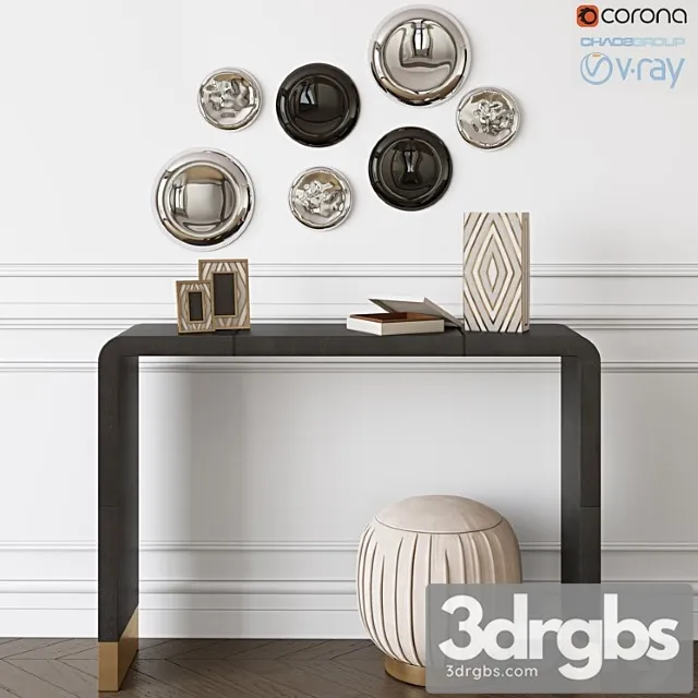 Cb2 tyler leather console & ottoman-stool 2 3D Model Free