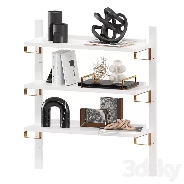 CB2 White High-Gloss Single Modular Wall Shelf 3D Model